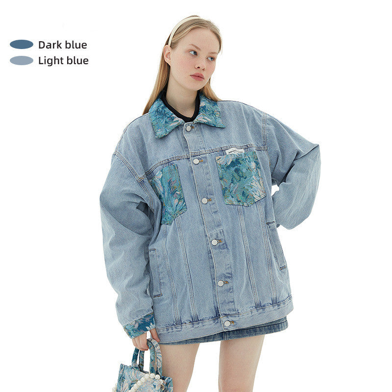 Couple's New Printed Loose Denim Jacket - Bellarte Enchanté Couple's New Printed Loose Denim Jacket